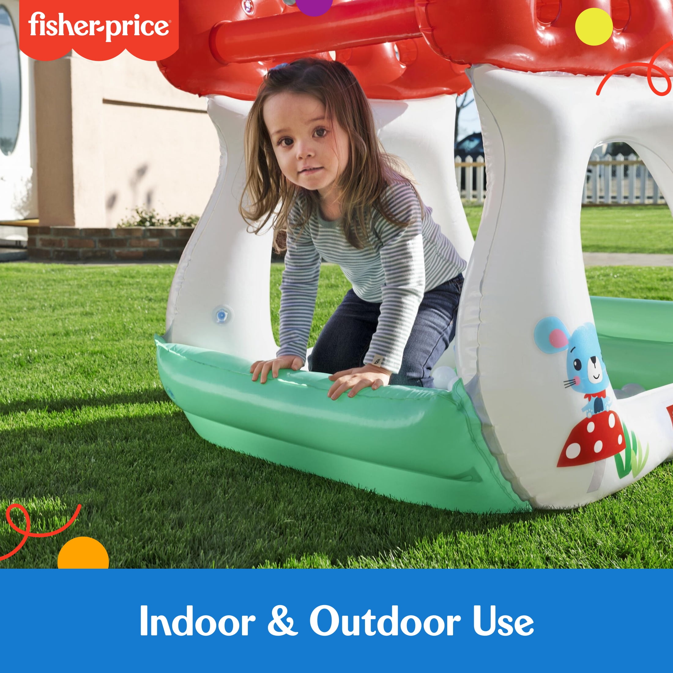 Fisher-Price Merry Mushroom Kids Indoor and Outdoor Ball Pit with 15 Play Balls