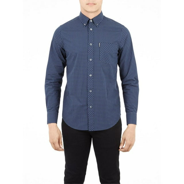 Ben Sherman - Gingham Mens Button-Up Long Sleeve Shirt