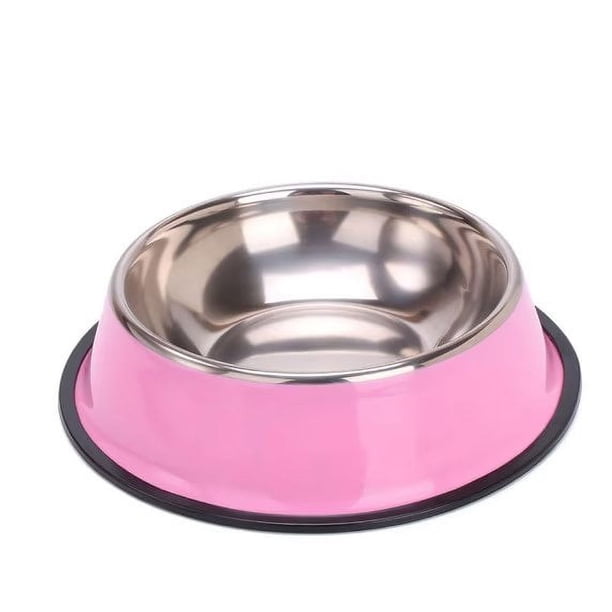 Cuencos para perros de acero inoxidable, comida y agua, antideslizantes, apilables, platos para cachorros para perros pequeños, medianos y grandes, rosa No. 3, 22 cm, 11-25 kg para perros pequeños y medianos Sailing Electrónica