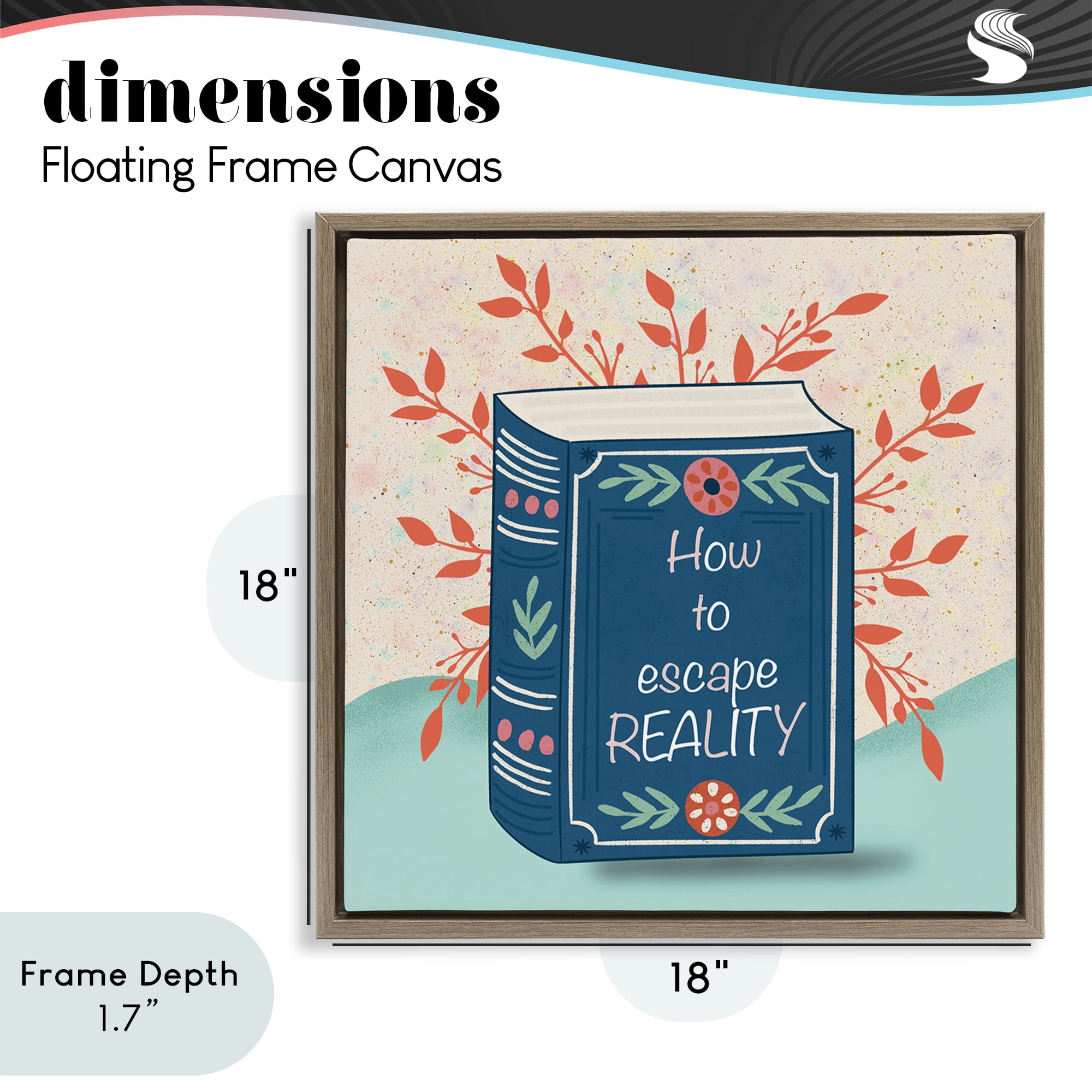 Stupell Industries How To Escape Reality Brown Framed Floater Canvas Wall Art, design by Julia Frost