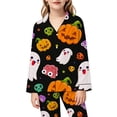 thumbnail image 5 of Hienoo Halloween Graphic Pajama Set For Girls Long Sleeve Buttons Shirts Pants Pajamas 3-14 Years, 5 of 5