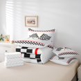 thumbnail image 6 of Homewish Race Flag 7 Pieces Bedding Comforter Set,Modern Geometric Grid Full Bedding Set,White Black Red Fitted Sheet Flat Sheet For Teens,Microfiber Bedroom Decor Reversible, 6 of 8