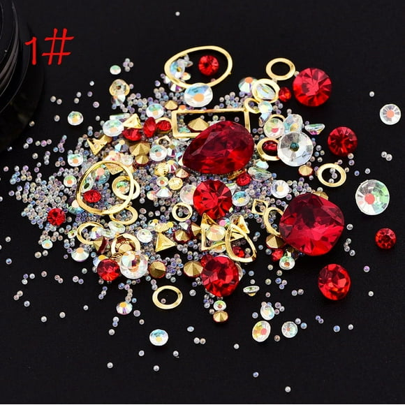 Xihbxyly Arte de Uñas de Moda con Diamantes de Imitación y Purpurina, Puntas Mixtas, Decoración Diy