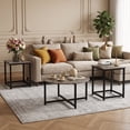 thumbnail image 2 of 3-Piece Coffee Table Set with Metal Legs, Round Coffee Table and 2PCS Square End Tables for Living Room, Gray, 2 of 8