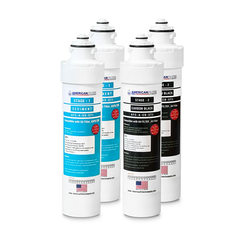 AFC-A-SDCB-SET-4P AFC Brand Model AFC-A-SDCB-SET 2-Stage Water Filters,  Compatible with Avalon A4 / A5, A4FILTER, A7WHT- Made by American Filter  Company- Made in U.S.A (4Pk) 