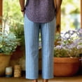 thumbnail image 4 of WULMLEO Womens Linen Pants Elastic Waist Straight Leg Petite Beach Pant Summer Lightweight Casual Lounge Trousers Light Blue M, 4 of 4