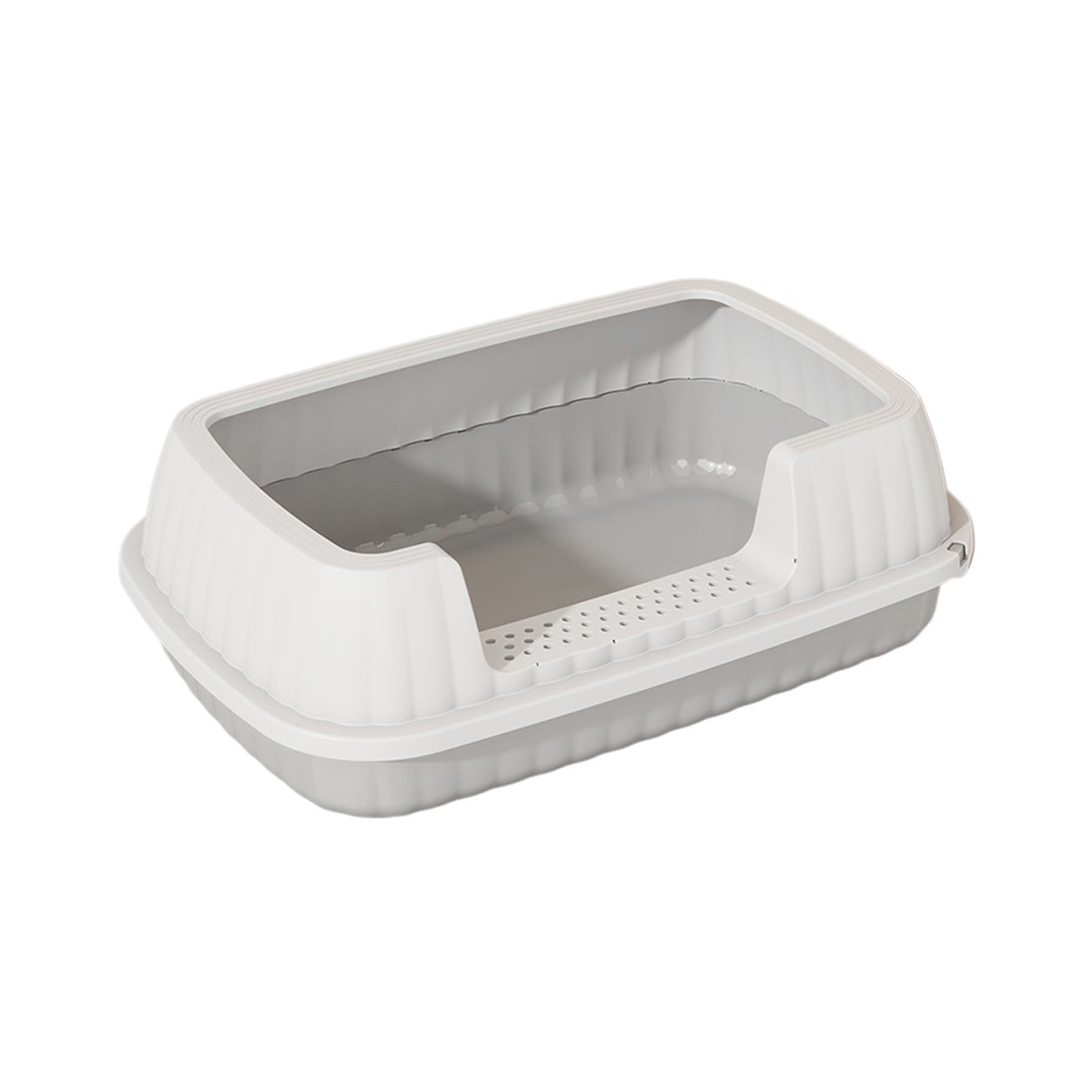 SHENGXINY 2PCS Cat Litter Boxes,Semi Enclosed High Bar Litter Box with Splashs Proof Designs ,Provides Ample Space for Cats Includes Shovel for Kittens Gray 14.37x10.63x5.31in