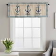 thumbnail image 2 of Summer Ocean Window Valance for Kitchen, Blue Stripes Anchor Free Believe Courage Linen Rod Pocket Short Curtain for Small Windows, Light Filtering Decorative Valance, 42 x 18 Inch, 1 Panel, 2 of 9