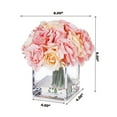 thumbnail image 4 of Enova Home Artificial Flowers 18 Heads Silk Roses Fake Flowers Arrangement in Cube Glass Vase with Faux Water for Home Office Wedding Decoration (Pink), 4 of 4