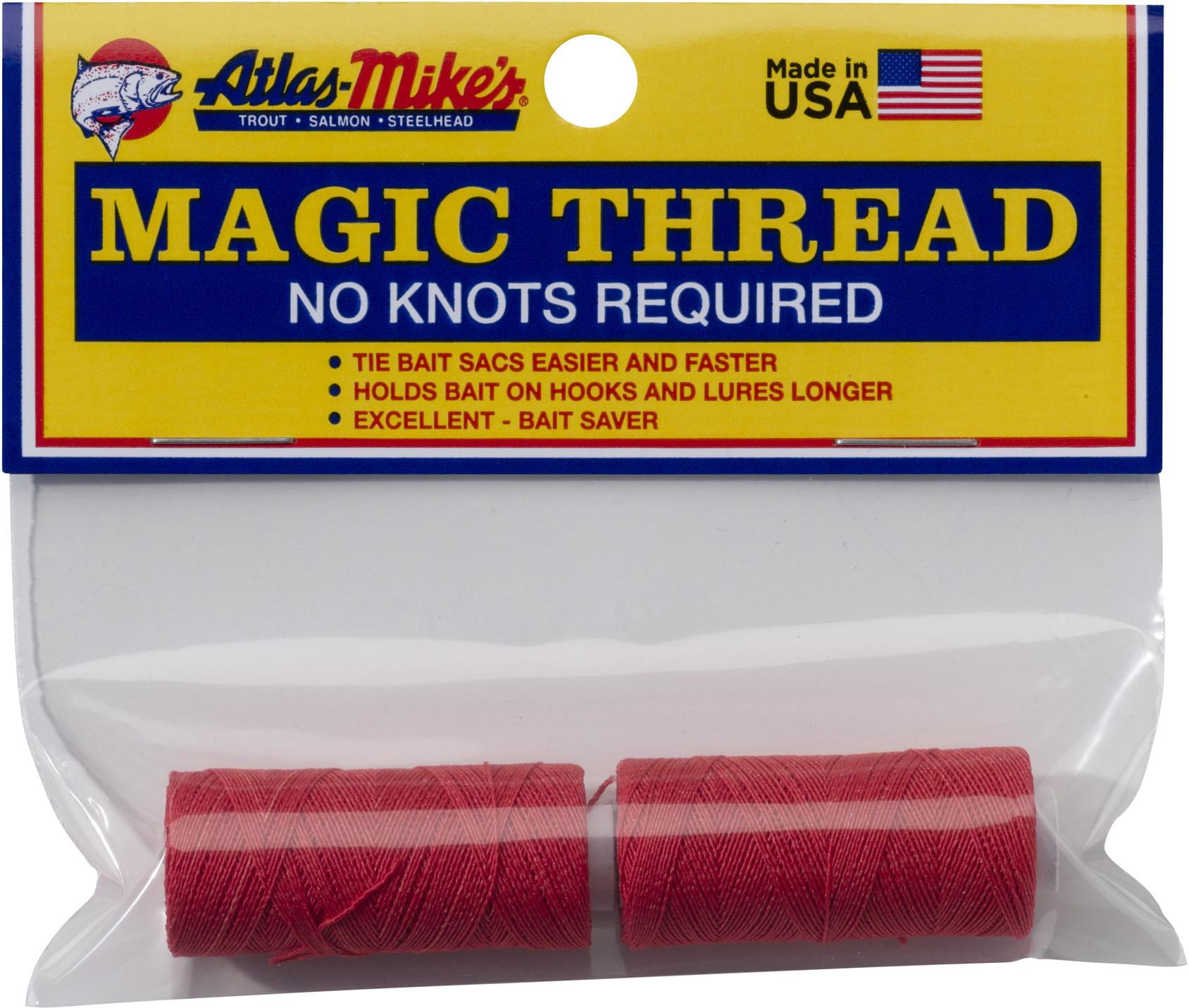 (2 pack) Atlas Mike's Magic Thread for Easy Bait Securing, Red, 2 Pack, Monofilament Fishing Line
