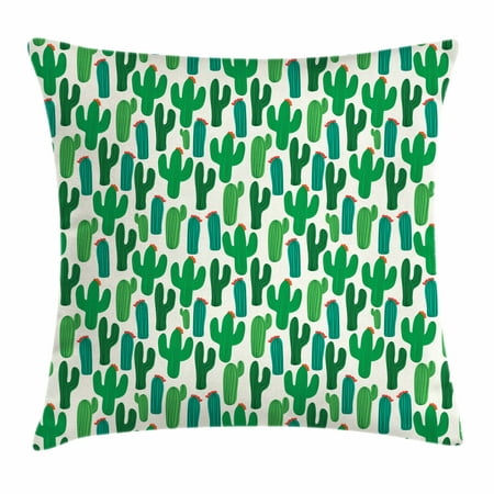 Exotic Throw Pillow Cushion Cover, Vibrant San Pedro Cactus Foliage Climate Desert Flourishing Mexican Plants, Decorative Square Accent Pillow Case, 16 X 16 Inches, Forest Green Red, by (Best Plants For Desert Climate)