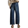 thumbnail image 3 of Women Elastic Waist Casual Wide Leg Jeans Ankle Barrel Capri Denim Pants, 3 of 7