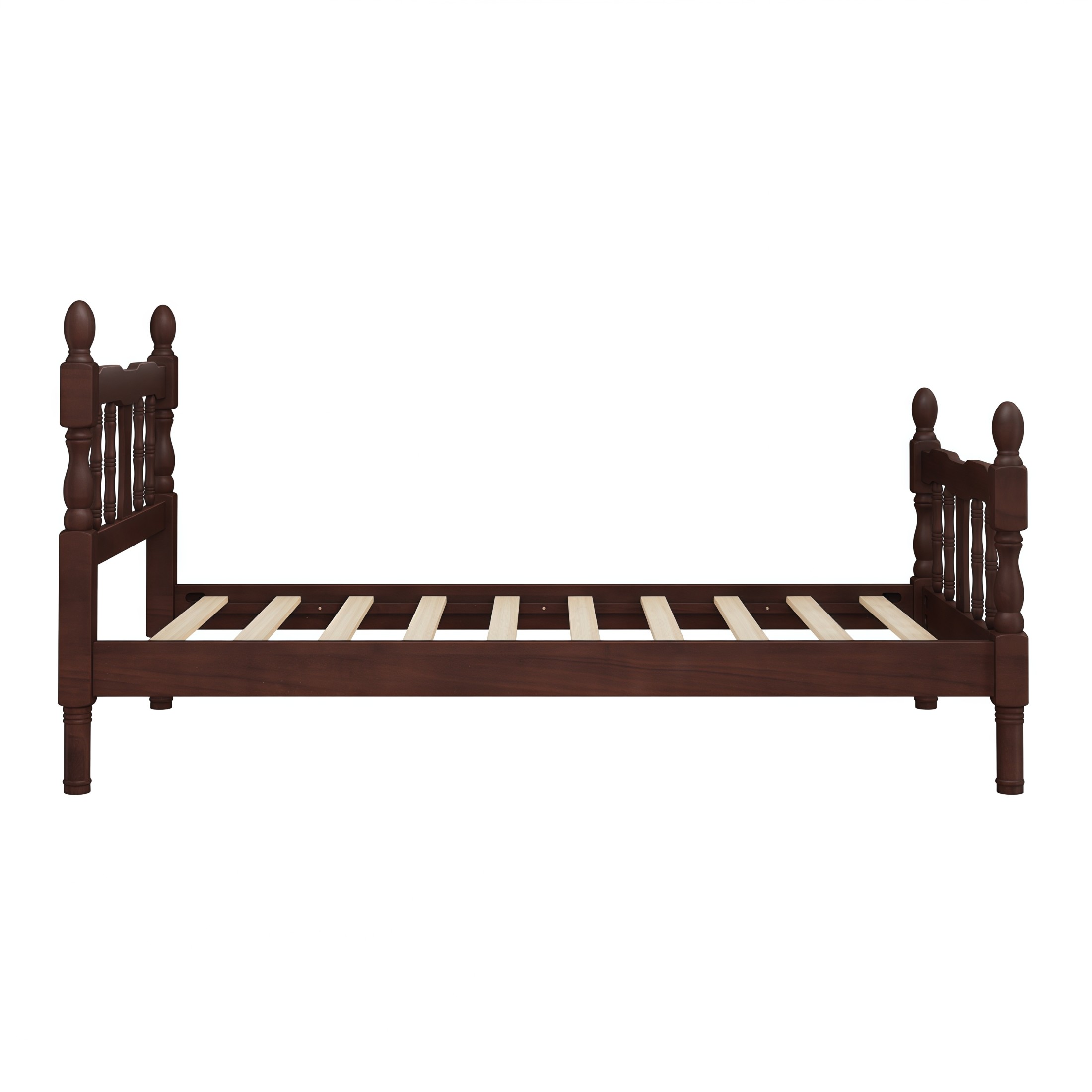 GDF Studio Betty Twin Size Wooden Platform Bed Frame with Spindle Headboard, Traditional Farmhouse Style, Dark Walnut