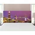 thumbnail image 1 of London Headboard, Tower Bridge in London at Night Historical Cultural Monument Europe British Urban, Upholstered Decorative Metal Bed Headboard with Memory Foam, Full Size, Purple Yellow, by Ambesonne, 1 of 4