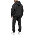 thumbnail image 6 of Men's 2 Piece Sweatsuit Hoodie Tracksuit Set Long Sleeve Pullover Outfit with Pockets Elastic Waist Drawstring Casual Athletic Jogging Gym Running Winter Workout Black L, 6 of 6