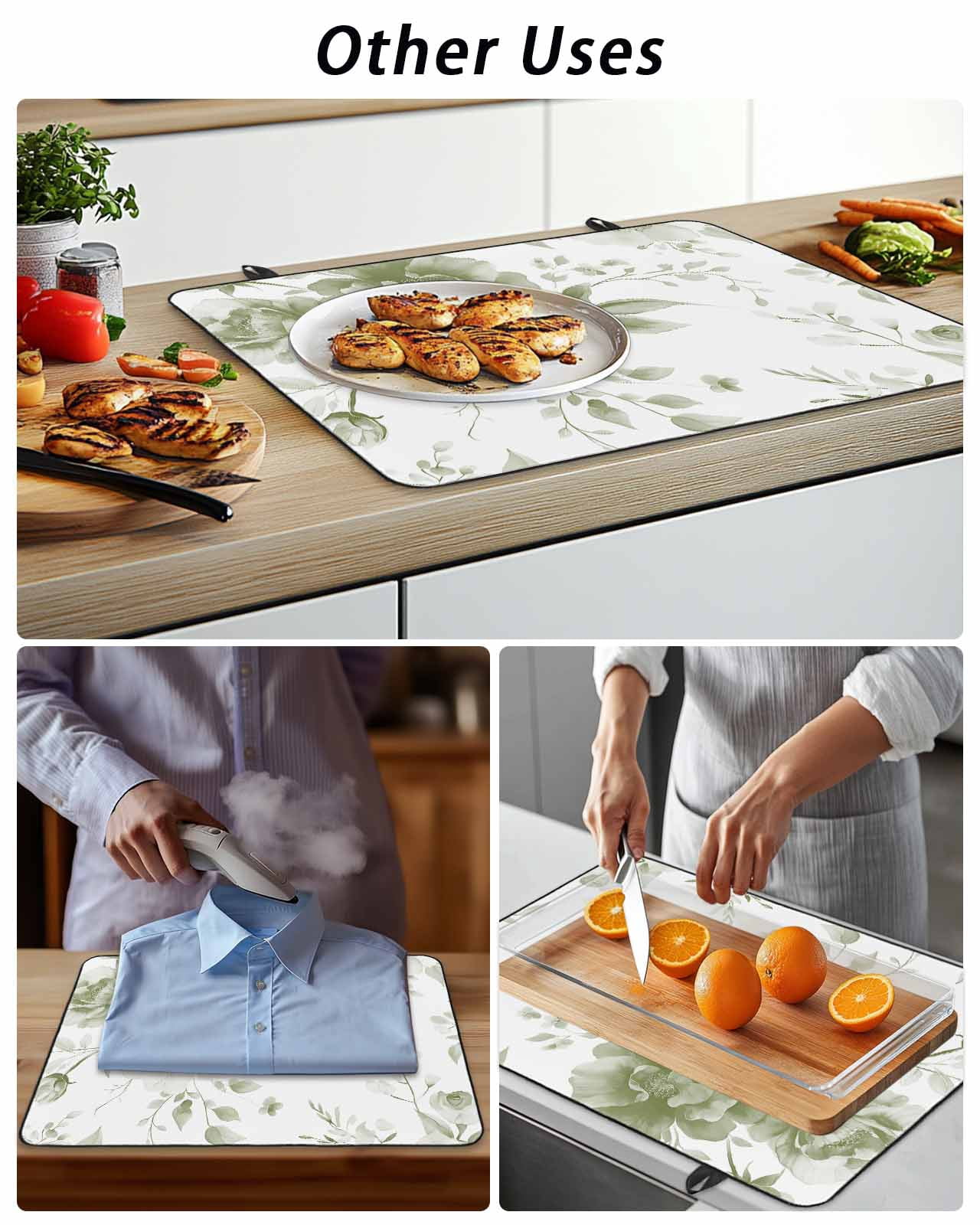 Stove Top Covers for Electric Stove, Sage Green Flower Glass Stovetop Cover Protector, Watercolor Gradient Retro Floral Induction Cooktop Protector Oven Mat for Kitchen Countertop 24"x21"