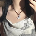thumbnail image 3 of Pendentif Collier Lune Croissant Preppy Simple, Chaîne Clavicule en Résine Sans Plaqué, Bijou Unisexe pour Toutes Saisons, Blanc, 3 of 5