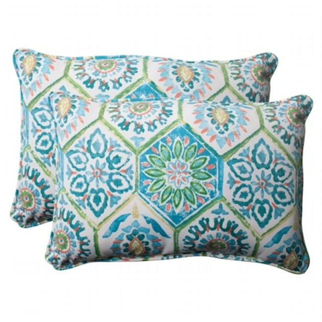 Pillow Perfect 507279 Summer Breeze Blue Oversized Rectangle Throw Pillow (Set of 2)