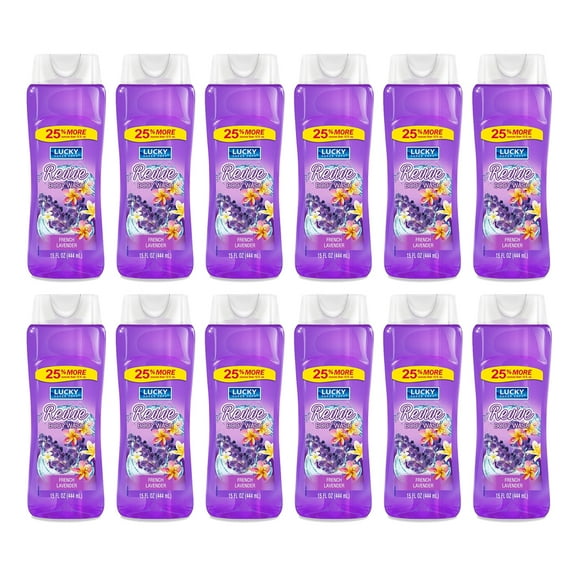 Lucky Super Soft Revive Body Wash. Soothing and Moisturizing. French Lavender Fragrance. 15 fl.oz / 444 ml. Pack of 12