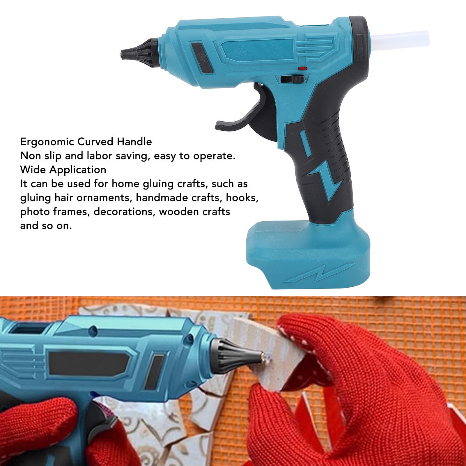 Yajisi Cordless 200°C Rechargeable Hot Melt Gun – 18V Li Battery, Rapid Heat, Anti‑Leak, 11mm Glue Sticks, Multi‑Material Craft & Repair Tool
