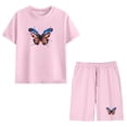 thumbnail image 6 of Pink Butterfly American Flag Kids 4th of July Outfit 2 Piece T Shirt Shorts Set for Kids Boys Girls Patriotic Summer Clothes,Size 9 T, 6 of 9