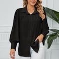 thumbnail image 4 of Birdeem Mode Femmes Grande Taille Uni Manches Longues Col Rond Blouse T-Shirt Décontracté Hauts, 4 of 8