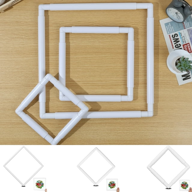 EIGTHTAIL Plastic Embroidery Hoop Square Embroidery Frame Reusable Cross Stitch Snap Frames White Plastic Quilting Hoops