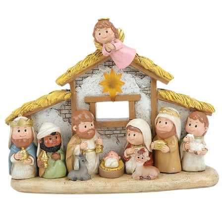 yotijay Cartoon Miniature Christmas Nativity Scene Set Decoration with Indoor Desk Decor