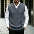 thumbnail image 2 of Riecok Knitted Vest for Men Sleeveless V Neck Pullover Sweaters Lightweight Solid Winter Tops with Pockets Dark Gray XL, 2 of 6