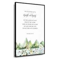 Proverbs 31 25-26 Bible Verse Wall Art Printable Scripture Christian Wall Decor Mother's Day Gift Poster Pictures Modern Living Room Vertical Artwork