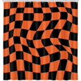 thumbnail image 4 of Fall Halloween Shower Curtain, Autumn Orange Black Checkerboard Bath Curtain, Retro Minimal Gothic Bathroom Accessories Groovy Scary Spooky Horror Party Bathroom Curtains Set,36x72IN, 4 of 5