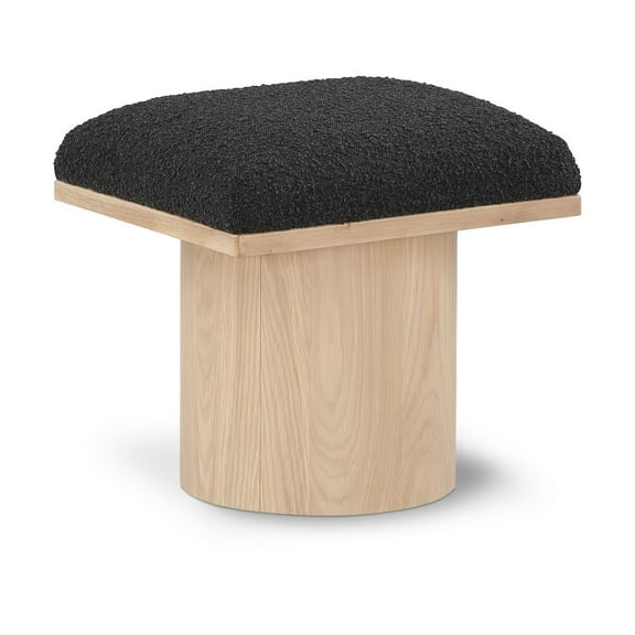 Meridian Furniture Pavilion Black Boucle Fabric Bench/Stool