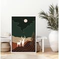 thumbnail image 2 of PixonSign Framed Wall Art Print Set Two Deer in The Golden Night Forest Animals Wilderness Illustrations Modern Art Farmhouse/Country Colorful Dark for Living Room, Bedroom, Office - 24"x36" White, 2 of 5