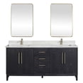 thumbnail image 2 of Gara 72" Double Bath Vanity in Fir Wood Black w/ White Grain Composite & Mirror, 2 of 17