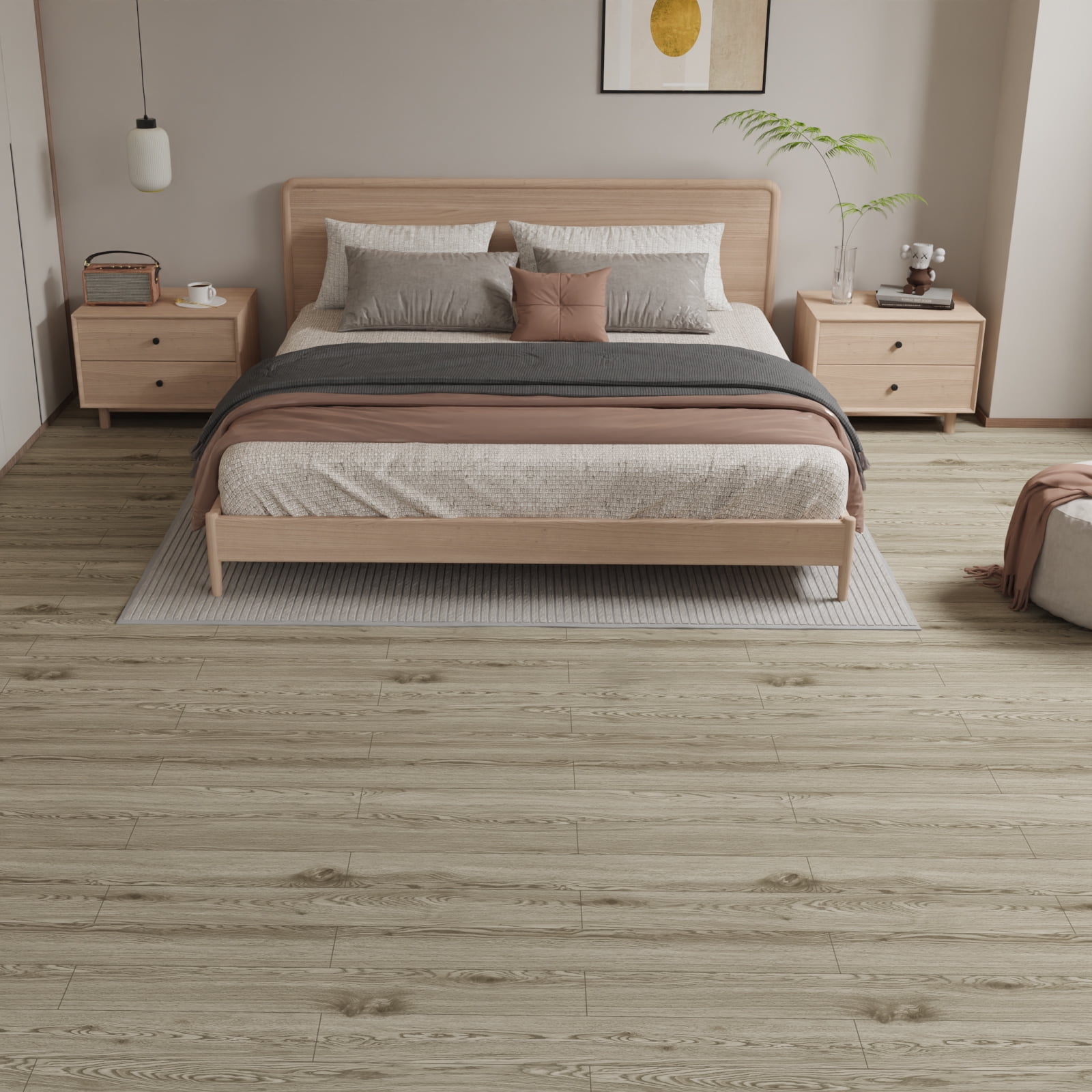 Vinyl Flooring Roll PVC Thickened Peel and Stick Floor Wood Plank Self Adhesive Flooring DIY 23.6" X 196" Maroon