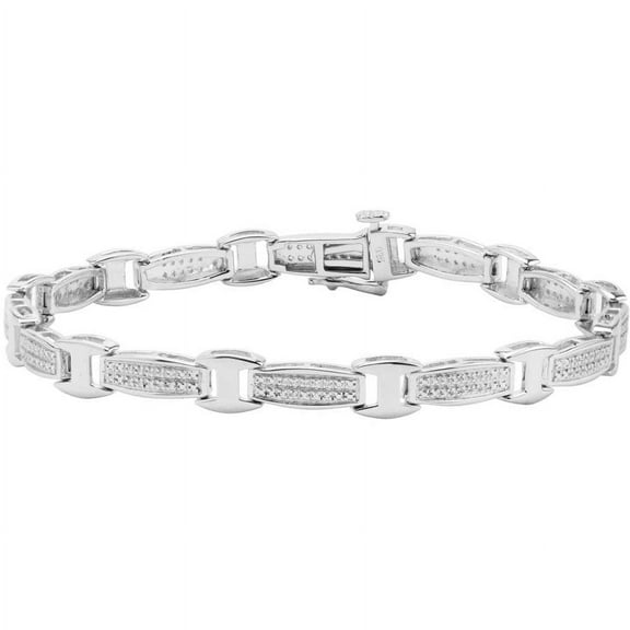 1/3 Carat T.W. Diamond Sterling Silver Fashion Link Bracelet, 7.00"