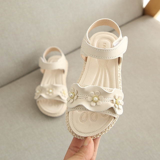 Sandalias de verano para niñas pequeñas, sandalias con punta abierta y correa floral, zapatos para niñas pequeñas Sincero Hogar