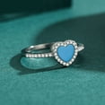 thumbnail image 2 of Sterling Silver Heart-Shaped Turquoise Ring for Women: Seiko Processing, Fashion Simple Style, Gemstone Inlay, 2 of 6