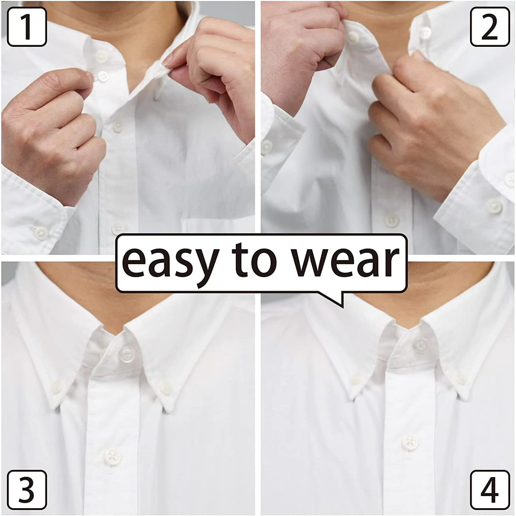 White Metal Collar Extenders by Johnson & Smith Stretch Neck Extender for  1/2 Size Expansion of Men Dress Shirts, 5 +1 Pack, 3/8