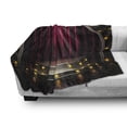 thumbnail image 3 of Theatre Soft Flannel Fleece Throw Blanket, Stage Arts Drapes Curtains Illustration Music Play Acting Print Print, Cozy Plush for Indoor and Outdoor Use, 70" x 90", Burgundy and Yellow, by Ambesonne, 3 of 6