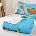 thumbnail image 4 of Erosebridal Brown Capybara Bed Spread Queen for Boys Girls, Ocean Jellyfish Sealife Queen Coverlet Set, 3pcs, 4 of 7