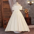 thumbnail image 5 of Bobifish Toddler Girls Banquet Dress Satin Off Shoulder Floor-Length Evening Party Swing Dress Children Girls Formal Dresss, 5 of 9