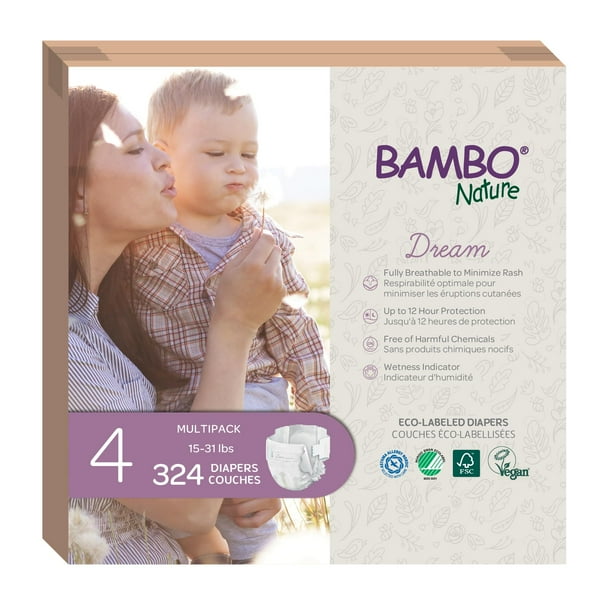 Pañales hipoalergénicos Bambo Nature Dream, tamaño 4 (15-31 libras)