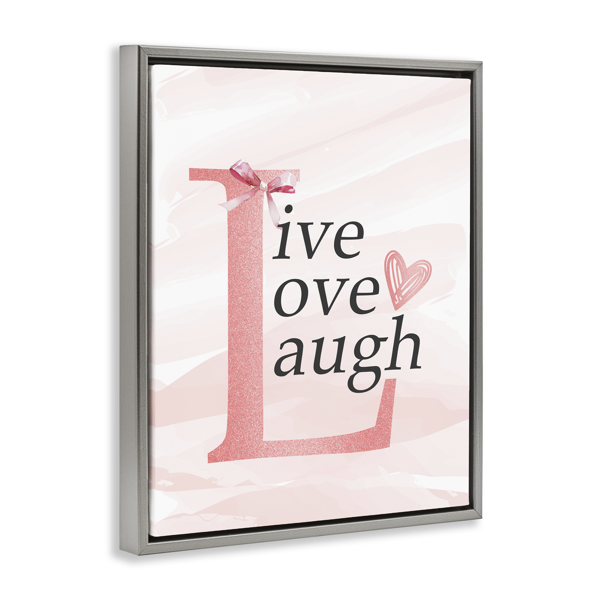 Live Love Laugh Pastel Gray Framed Floater Canvas Wall Art, design by Kim Allen