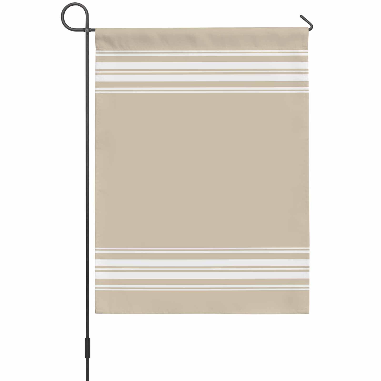 Farmhouse Khaki Garden Flag 12 x 18 Inches White Stripe Weather Proof Outdoor Patio Flags Double Sided Small Garden Decoration for Yard Outside Home
