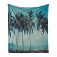 thumbnail image 1 of Palm Soft Flannel Fleece Throw Blanket, Retro Inspired Photo with Trees in Front of Sea and Summer Sky Tropical Shore, Cozy Plush for Indoor and Outdoor Use, 50" x 70", Multicolor, by Ambesonne, 1 of 6