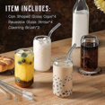 thumbnail image 2 of Drinking Glasses With Glass Straw 4pcs Set - 16oz Can Shaped Glass Cups, Beer Glasses, Iced Coffee G XH, 2 of 5