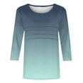 thumbnail image 6 of Olyvenn Stylish 3/4 Length Sleeve Womens Tops Summer T-Shirts Gradient Print Crew Neck Casual Basic Tee Fit Tunic Tops Blouse Army Green S, 6 of 6