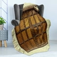 thumbnail image 4 of Retro Soft Flannel Fleece Throw Blanket, Rustic Door Design Vintage Composition Architecture Elements, Cozy Plush for Indoor and Outdoor Use, 50" x 70", Cream Pale Brown, by Ambesonne, 4 of 5