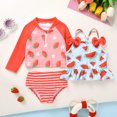 thumbnail image 5 of Tiny Cutey Toddler Girl Swimsuit Baby Long Sleeve Rashguard Top and Tankini Bathing Suit 3 Piece Set for 3-4T, 5 of 8